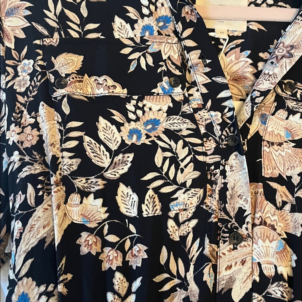 Sezane Floral Black and Cream Midi Dress - Picture 4 of 5